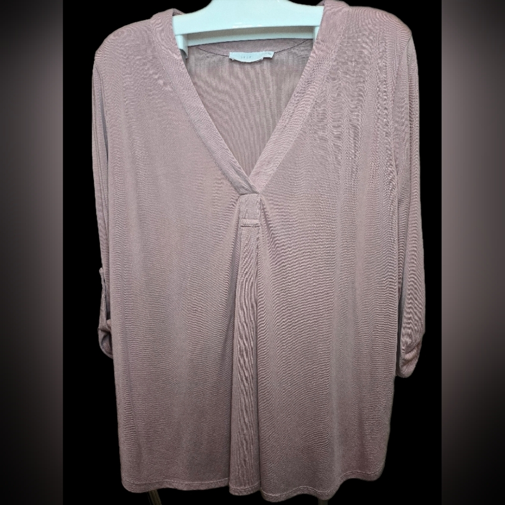 Lush Mauve V-Neck Blouse